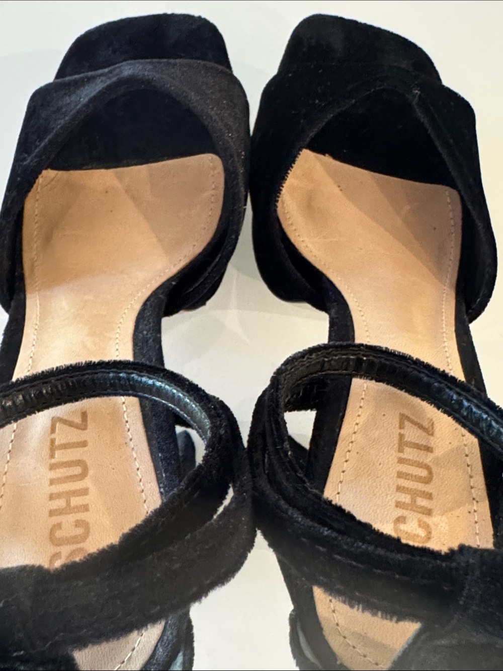 SCHUTZ Ariya Platform Sandal Black Velvet Size 7 - Picture 8 of 13